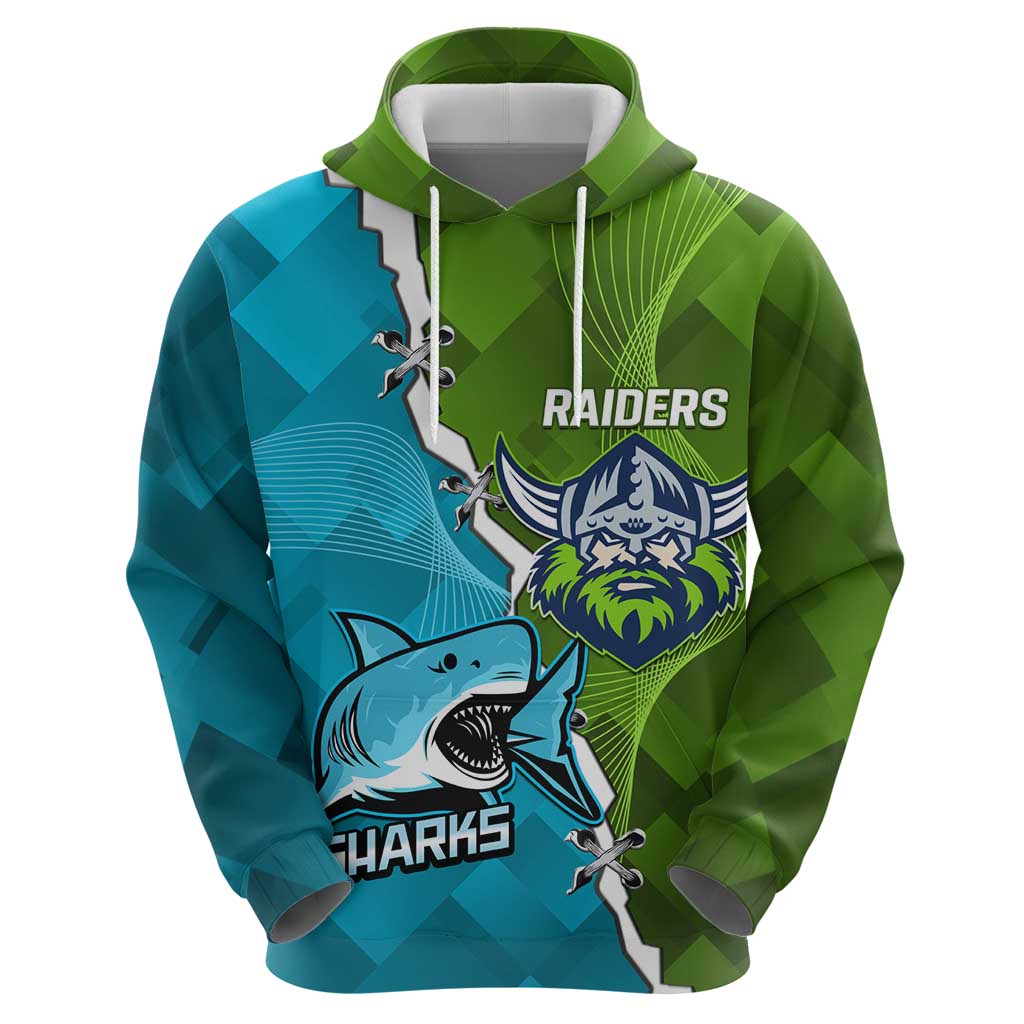 Personalised Sharks And Raiders Rugby Hoodie Sporty Style