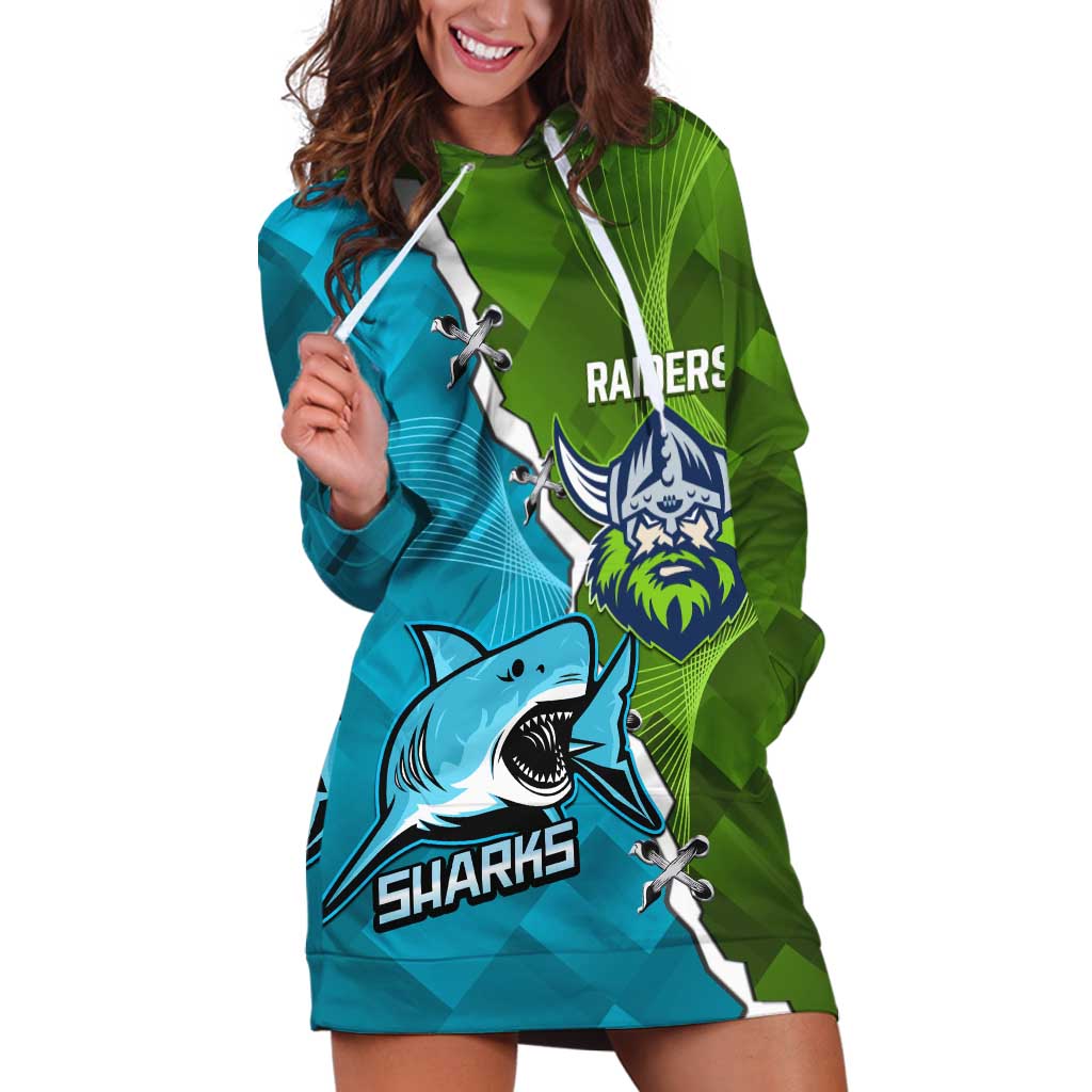 Personalised Sharks And Raiders Rugby Hoodie Dress Sporty Style