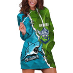 Personalised Sharks And Raiders Rugby Hoodie Dress Sporty Style