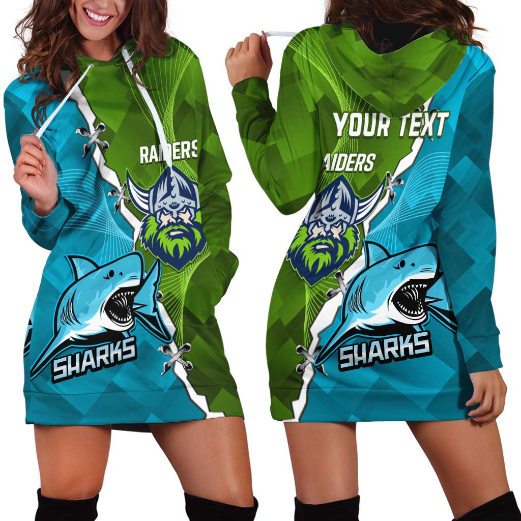 Personalised Sharks And Raiders Rugby Hoodie Dress Sporty Style