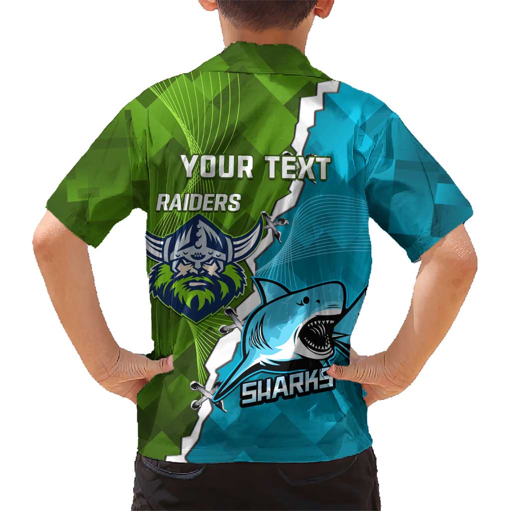 Personalised Sharks And Raiders Rugby Kid Hawaiian Shirt Sporty Style