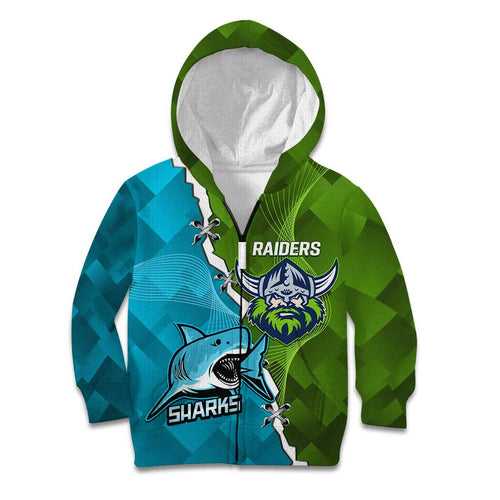 Personalised Sharks And Raiders Rugby Kid Hoodie Sporty Style