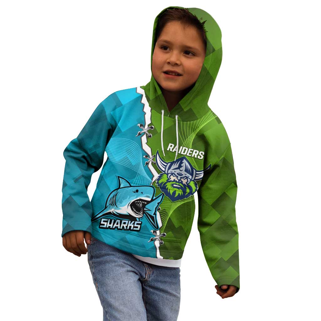 Personalised Sharks And Raiders Rugby Kid Hoodie Sporty Style