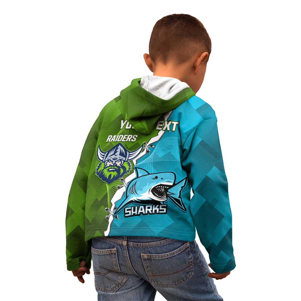 Personalised Sharks And Raiders Rugby Kid Hoodie Sporty Style