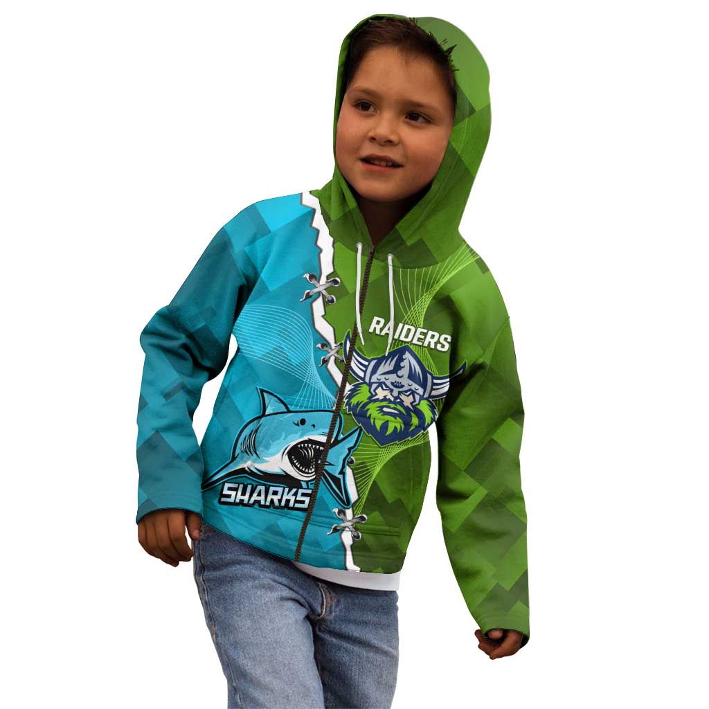 Personalised Sharks And Raiders Rugby Kid Hoodie Sporty Style