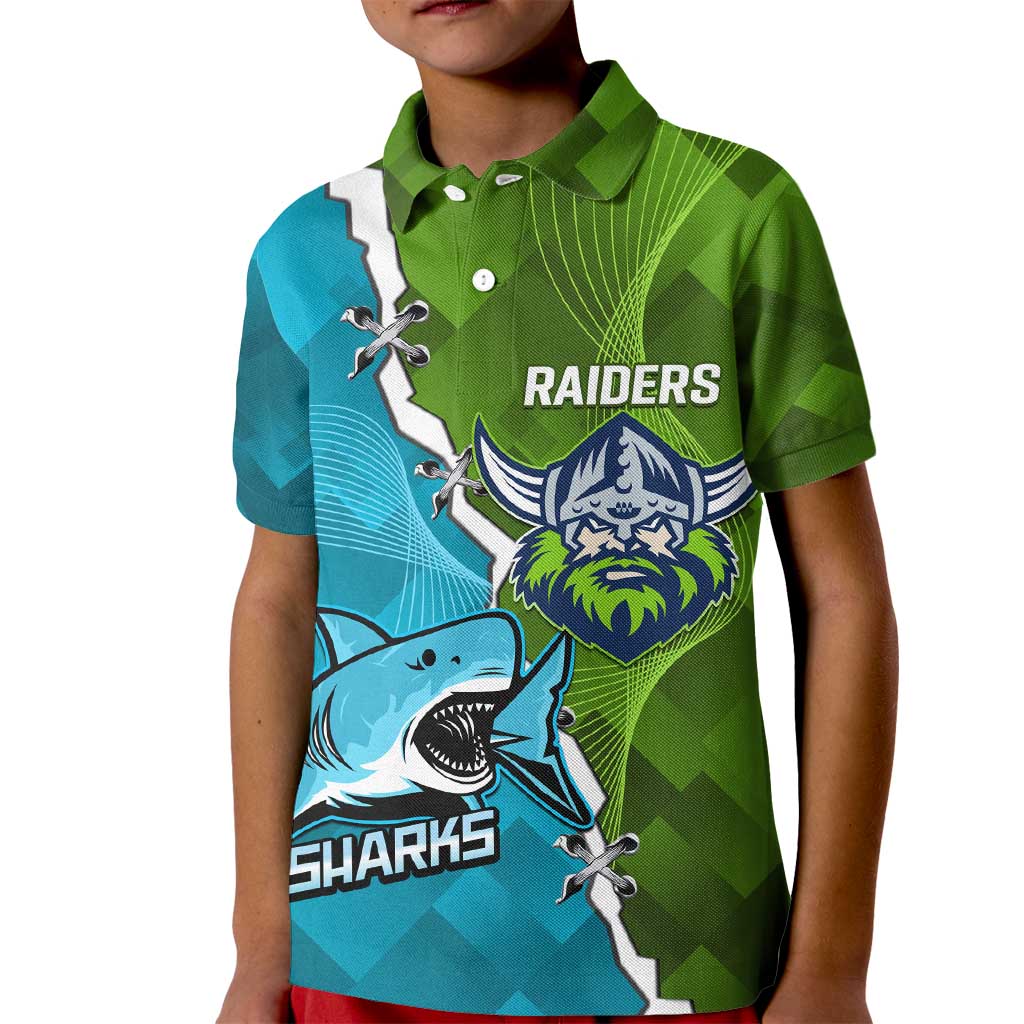 Personalised Sharks And Raiders Rugby Kid Polo Shirt Sporty Style