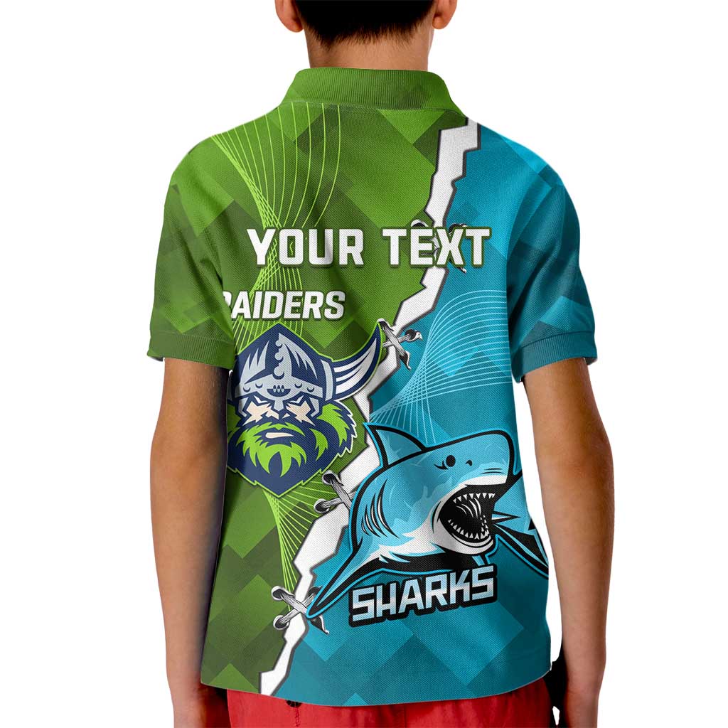 Personalised Sharks And Raiders Rugby Kid Polo Shirt Sporty Style