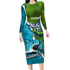 Personalised Sharks And Raiders Rugby Long Sleeve Bodycon Dress Sporty Style