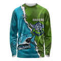Personalised Sharks And Raiders Rugby Long Sleeve Shirt Sporty Style
