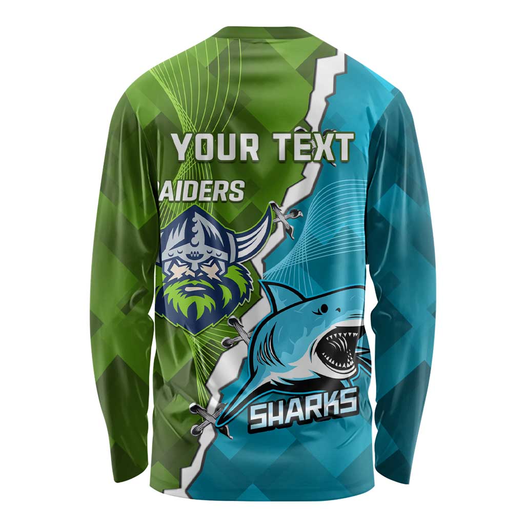Personalised Sharks And Raiders Rugby Long Sleeve Shirt Sporty Style