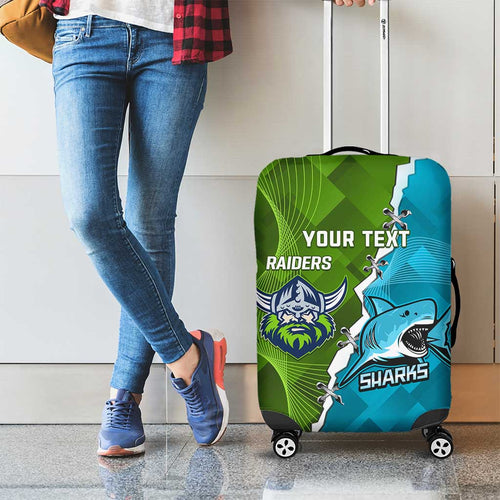 Personalised Sharks And Raiders Rugby Luggage Cover Sporty Style