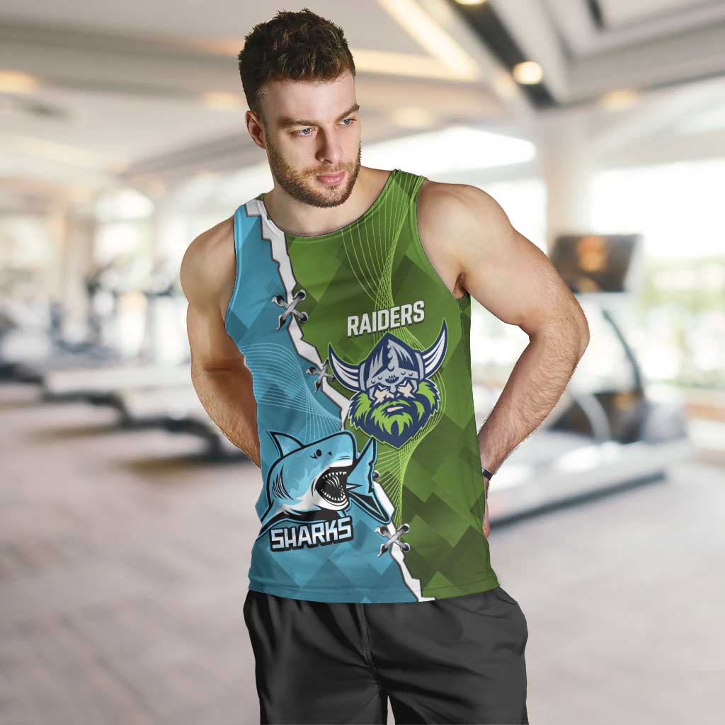 Personalised Sharks And Raiders Rugby Men Tank Top Sporty Style