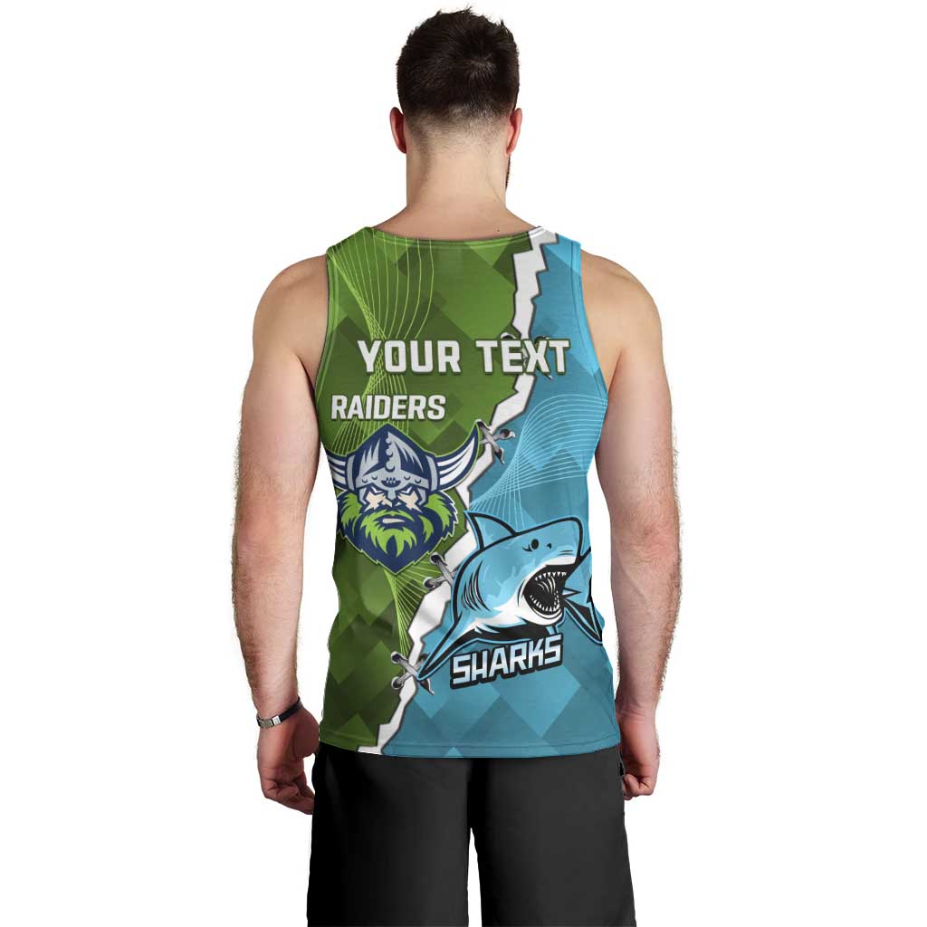 Personalised Sharks And Raiders Rugby Men Tank Top Sporty Style