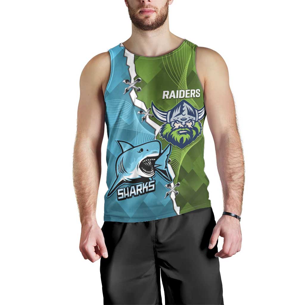 Personalised Sharks And Raiders Rugby Men Tank Top Sporty Style