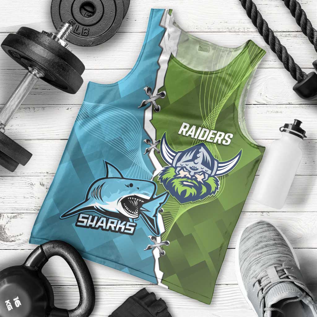 Personalised Sharks And Raiders Rugby Men Tank Top Sporty Style