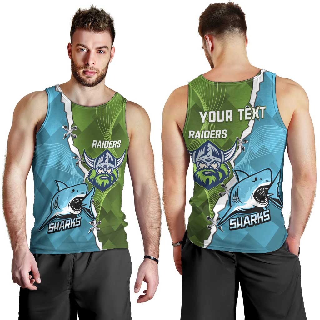 Personalised Sharks And Raiders Rugby Men Tank Top Sporty Style