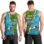 Personalised Sharks And Raiders Rugby Men Tank Top Sporty Style