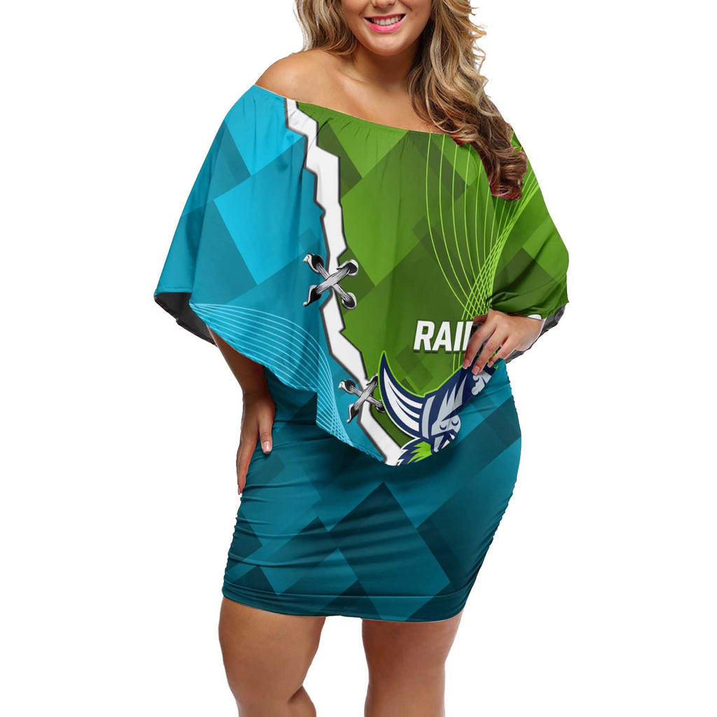 Personalised Sharks And Raiders Rugby Off Shoulder Short Dress Sporty Style