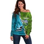 Personalised Sharks And Raiders Rugby Off Shoulder Sweater Sporty Style