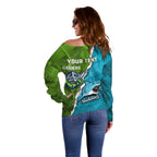 Personalised Sharks And Raiders Rugby Off Shoulder Sweater Sporty Style