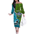 Personalised Sharks And Raiders Rugby Off The Shoulder Long Sleeve Dress Sporty Style