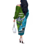 Personalised Sharks And Raiders Rugby Off The Shoulder Long Sleeve Dress Sporty Style