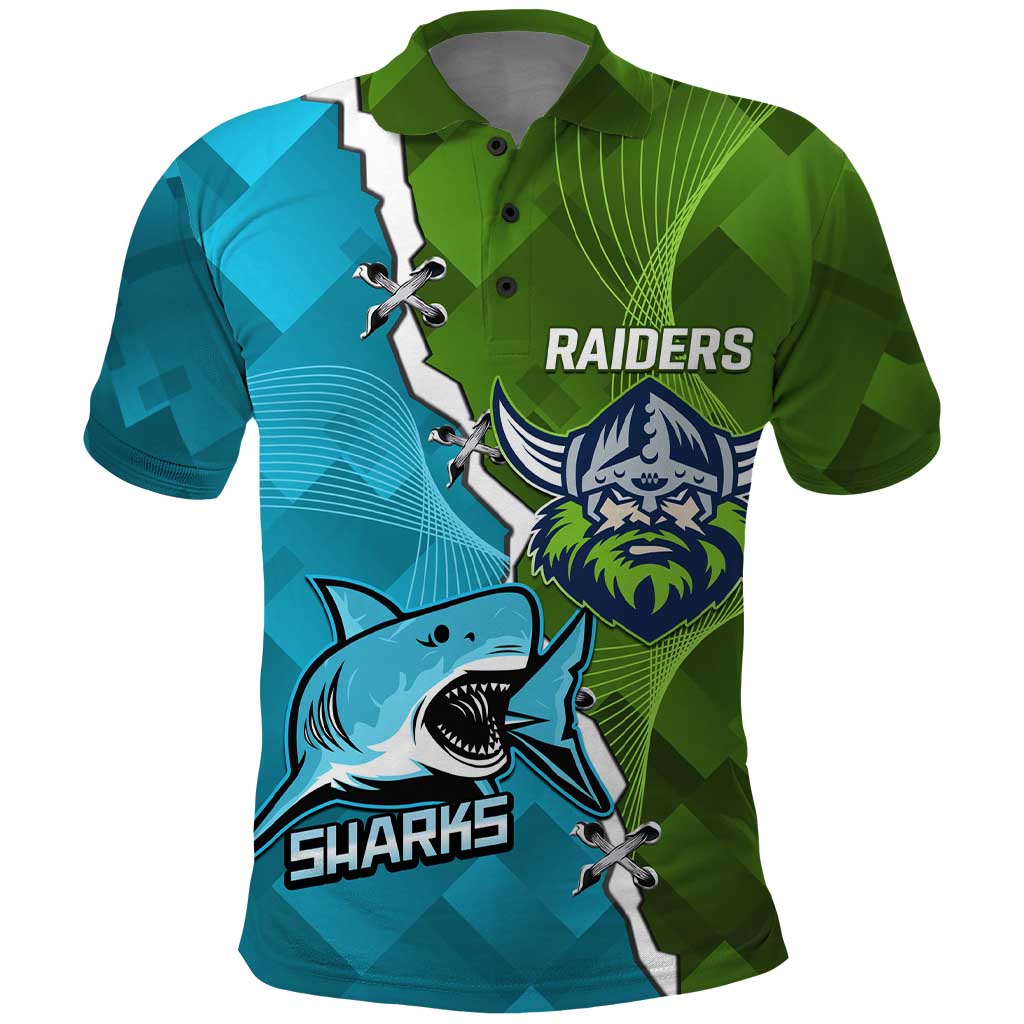 Personalised Sharks And Raiders Rugby Polo Shirt Sporty Style