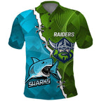 Personalised Sharks And Raiders Rugby Polo Shirt Sporty Style
