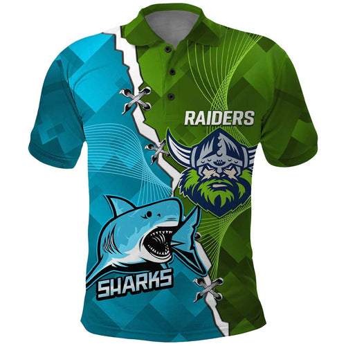 Personalised Sharks And Raiders Rugby Polo Shirt Sporty Style