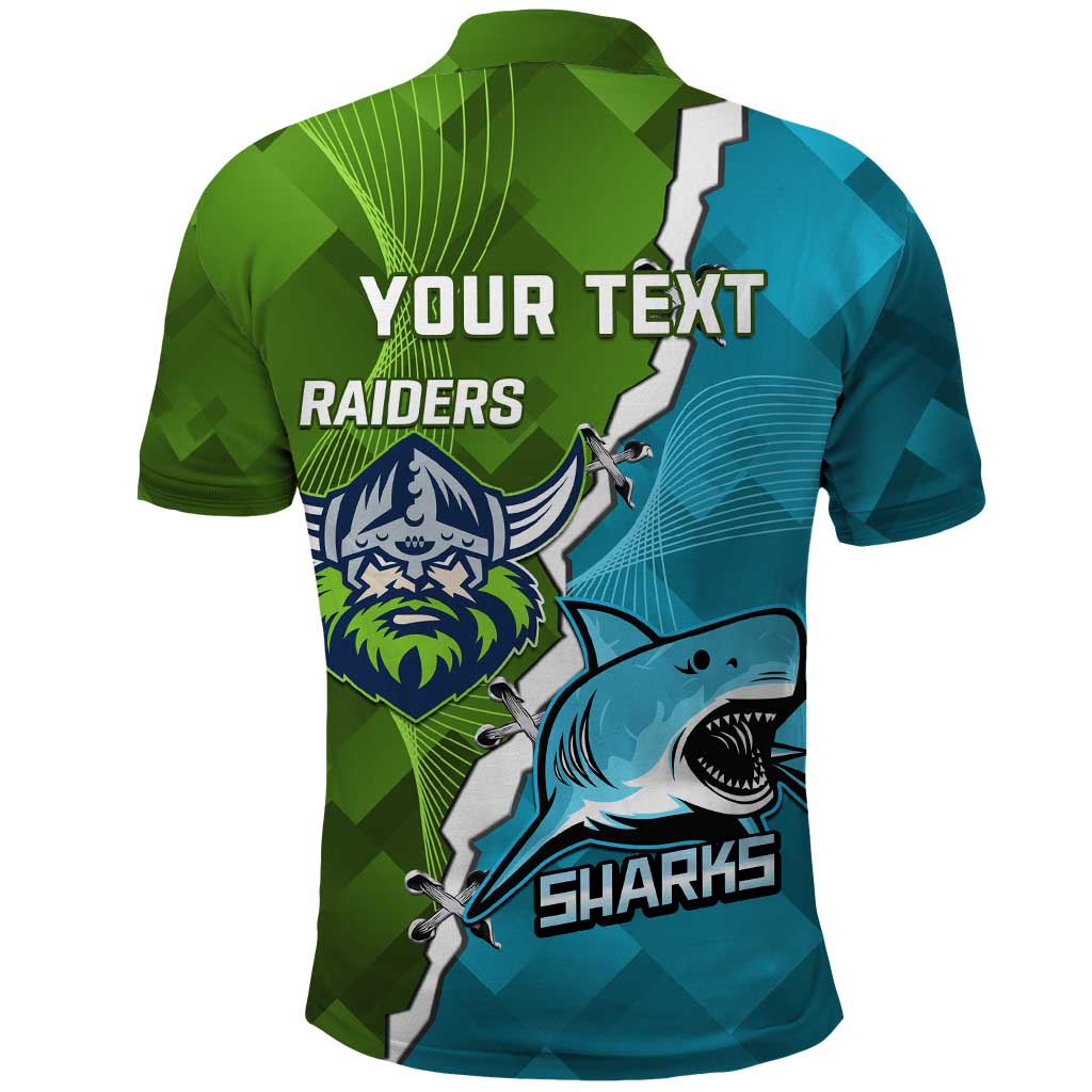 Personalised Sharks And Raiders Rugby Polo Shirt Sporty Style