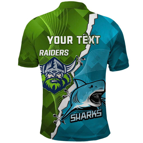 Personalised Sharks And Raiders Rugby Polo Shirt Sporty Style