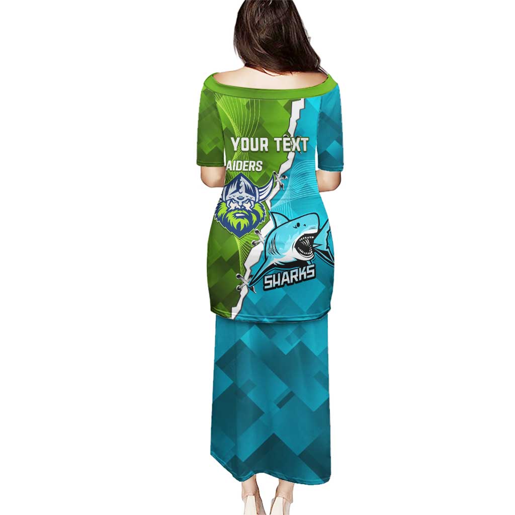 Personalised Sharks And Raiders Rugby Puletasi Sporty Style