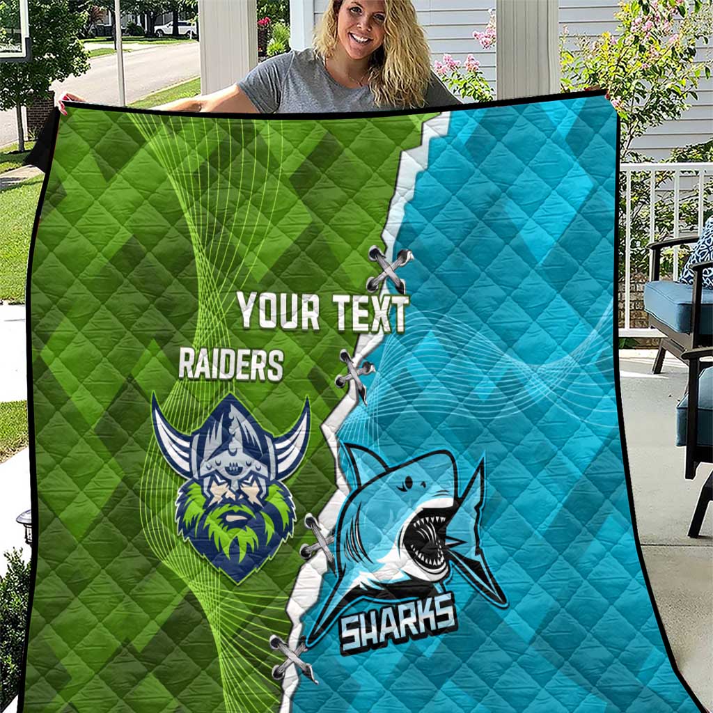 Personalised Sharks And Raiders Rugby Quilt Sporty Style