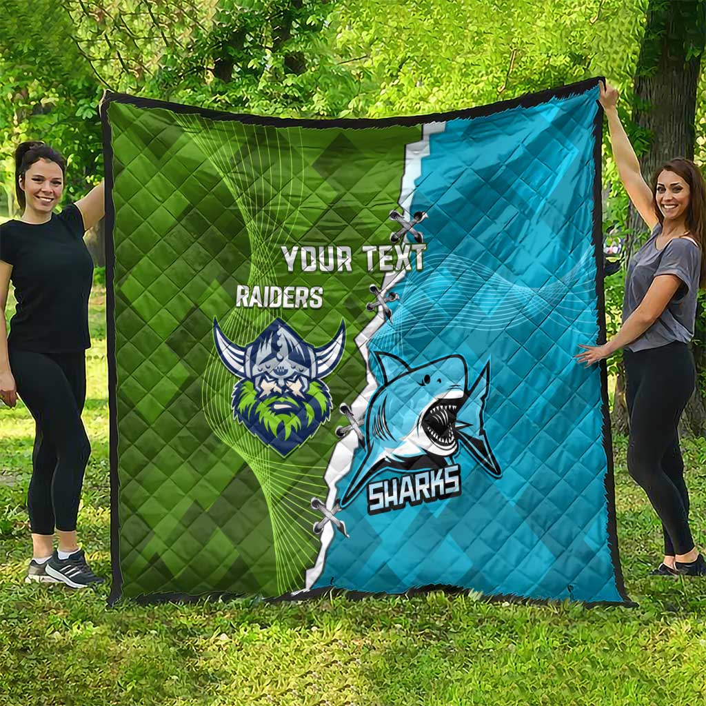 Personalised Sharks And Raiders Rugby Quilt Sporty Style