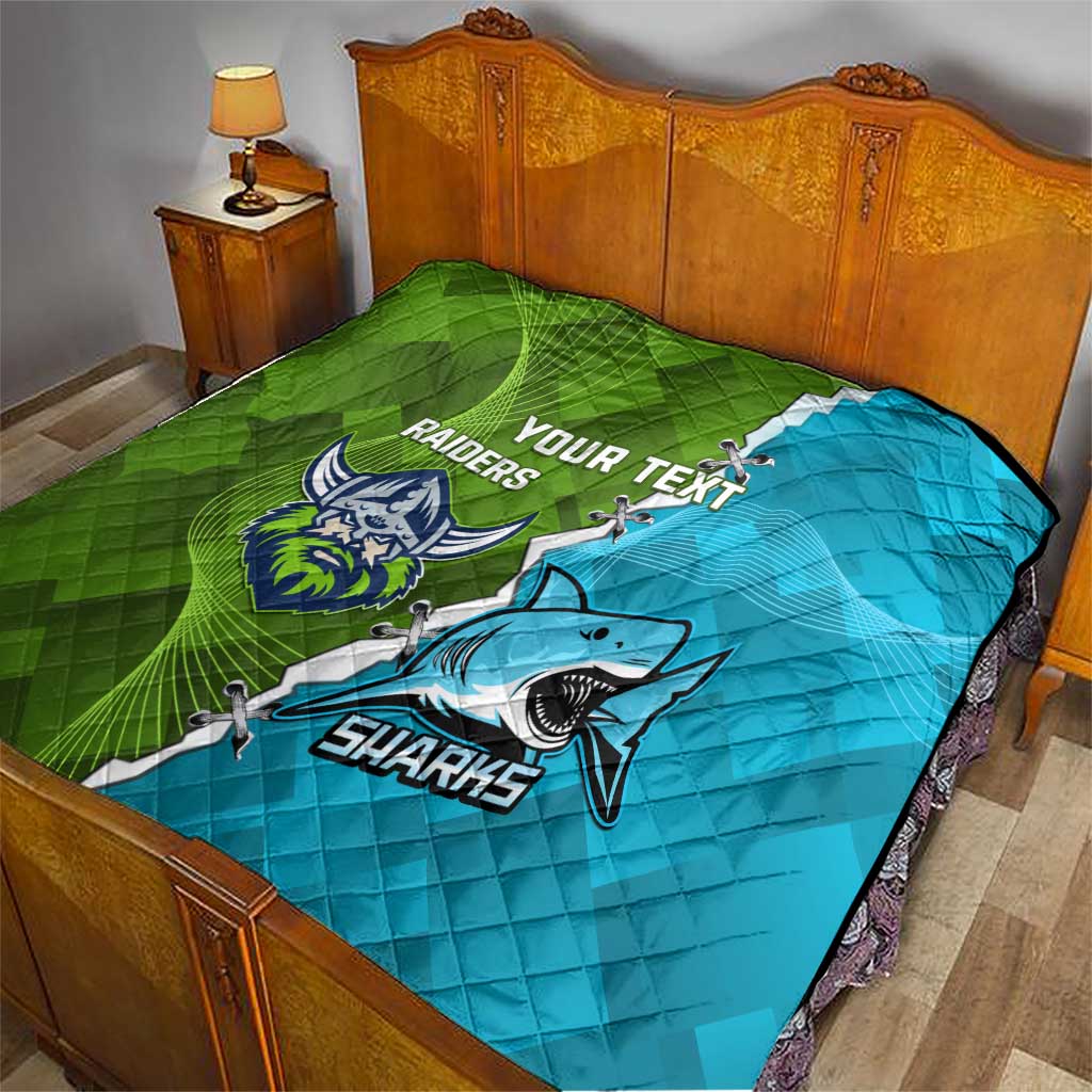 Personalised Sharks And Raiders Rugby Quilt Sporty Style