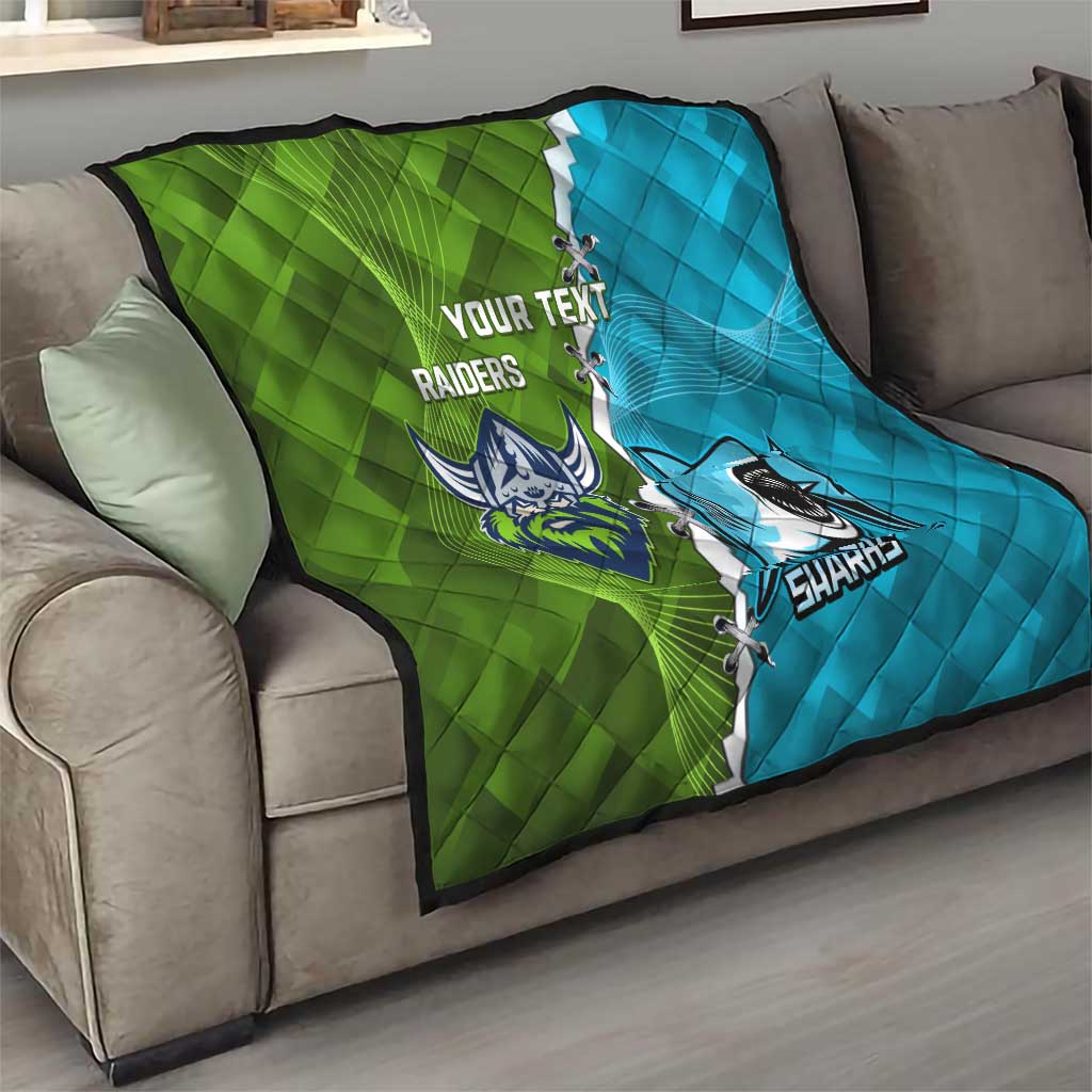 Personalised Sharks And Raiders Rugby Quilt Sporty Style