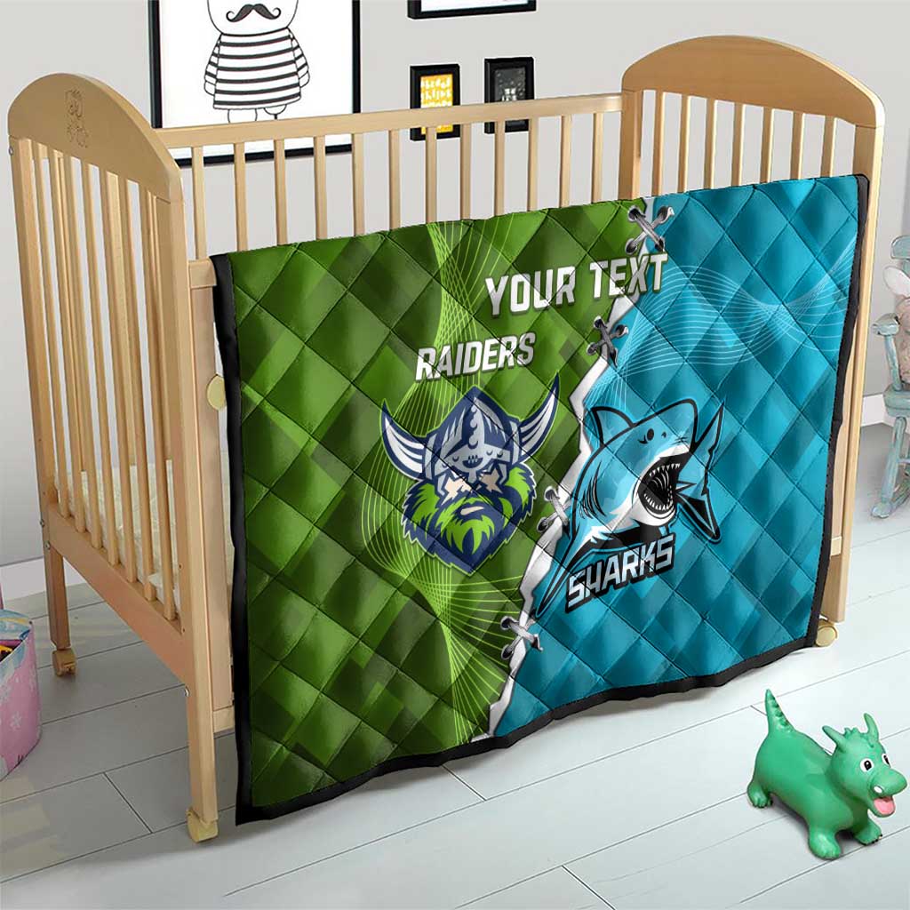 Personalised Sharks And Raiders Rugby Quilt Sporty Style