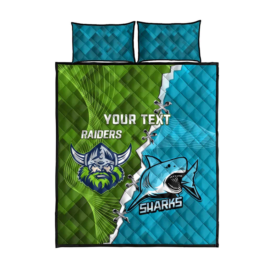 Personalised Sharks And Raiders Rugby Quilt Bed Set Sporty Style