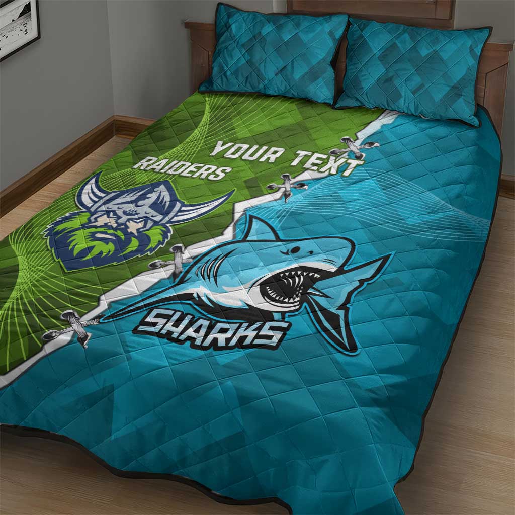 Personalised Sharks And Raiders Rugby Quilt Bed Set Sporty Style