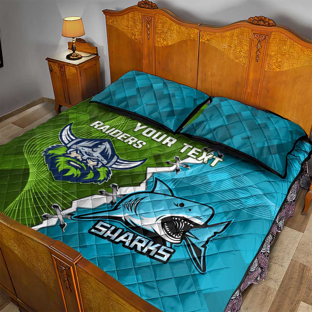 Personalised Sharks And Raiders Rugby Quilt Bed Set Sporty Style