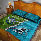 Personalised Sharks And Raiders Rugby Quilt Bed Set Sporty Style