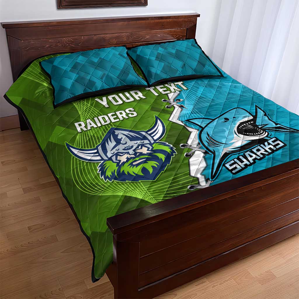 Personalised Sharks And Raiders Rugby Quilt Bed Set Sporty Style