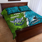 Personalised Sharks And Raiders Rugby Quilt Bed Set Sporty Style