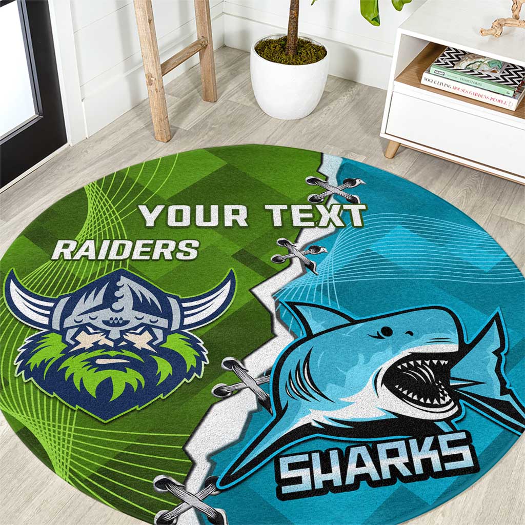 Personalised Sharks And Raiders Rugby Round Carpet Sporty Style