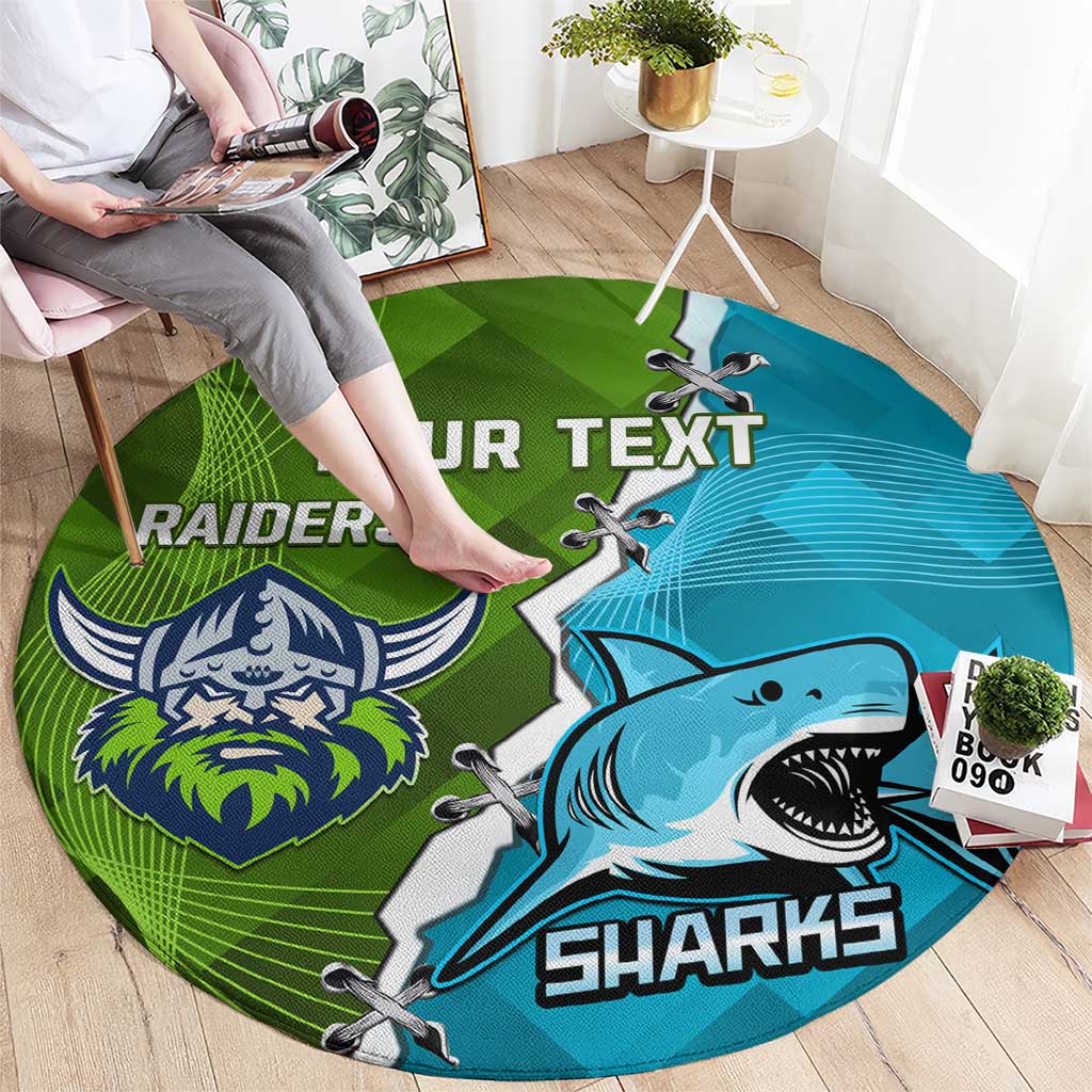 Personalised Sharks And Raiders Rugby Round Carpet Sporty Style