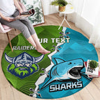 Personalised Sharks And Raiders Rugby Round Carpet Sporty Style