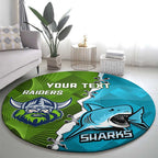 Personalised Sharks And Raiders Rugby Round Carpet Sporty Style