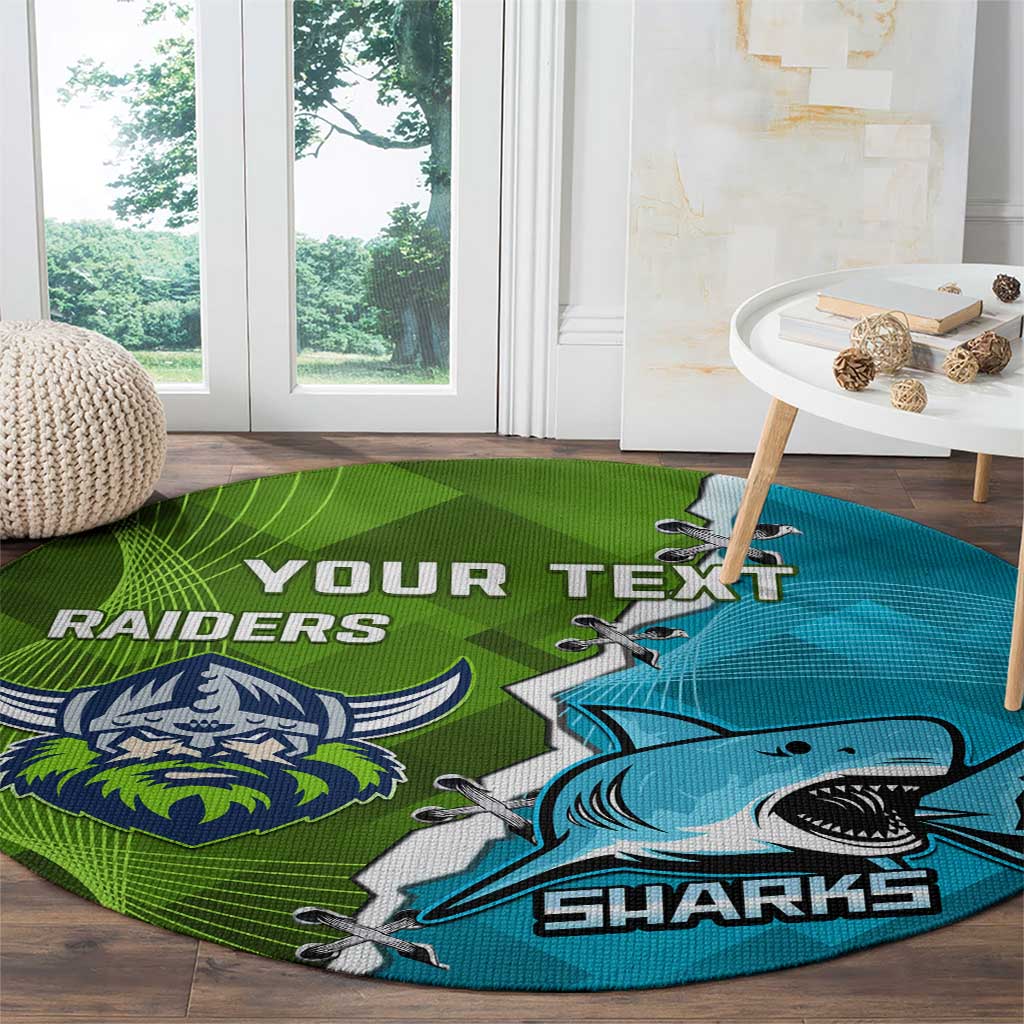 Personalised Sharks And Raiders Rugby Round Carpet Sporty Style