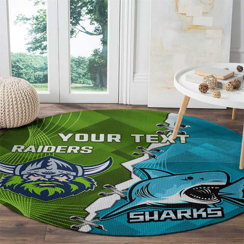 Personalised Sharks And Raiders Rugby Round Carpet Sporty Style