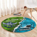 Personalised Sharks And Raiders Rugby Round Carpet Sporty Style